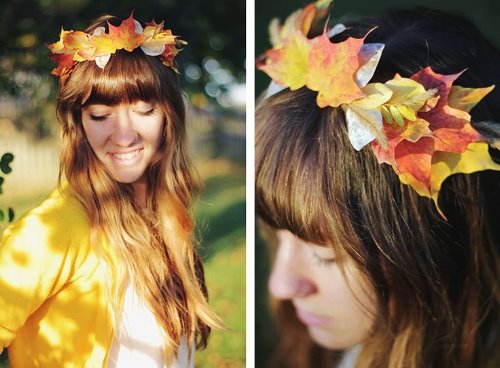 идеи фотосессии девушек с листьями на голове