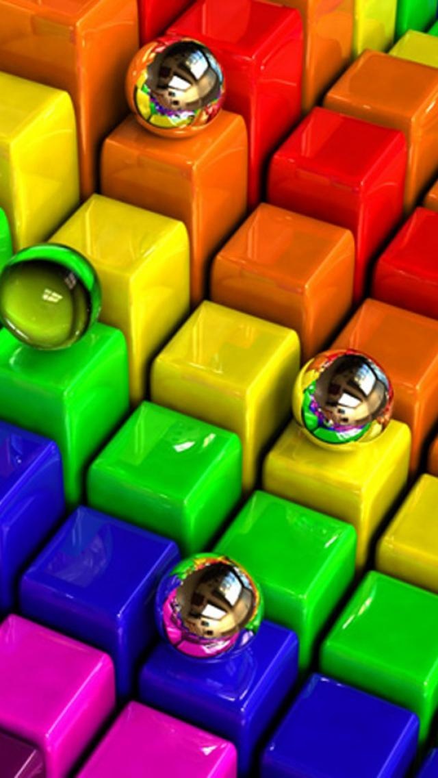 разноцветные кубики с зеркальными шарами