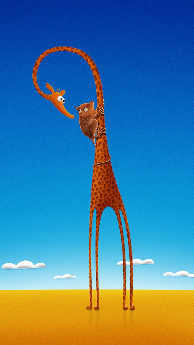 дружба жирафа с лемуром обои на рабочий стол