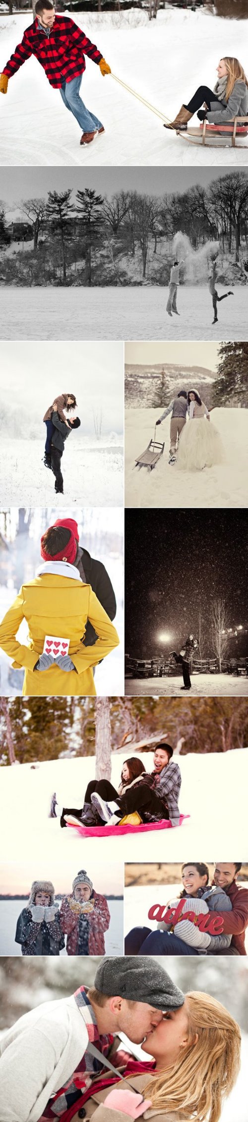 парень катает свою девушку на санках и другие идеи для зимней love story