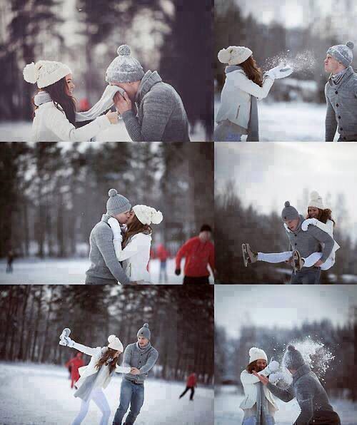 влюбленные играют в снежки love story
