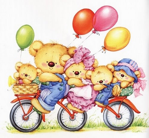 семья медведей на велосипеде рисунок
