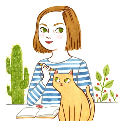 девушка кошка и кактус рисунок
