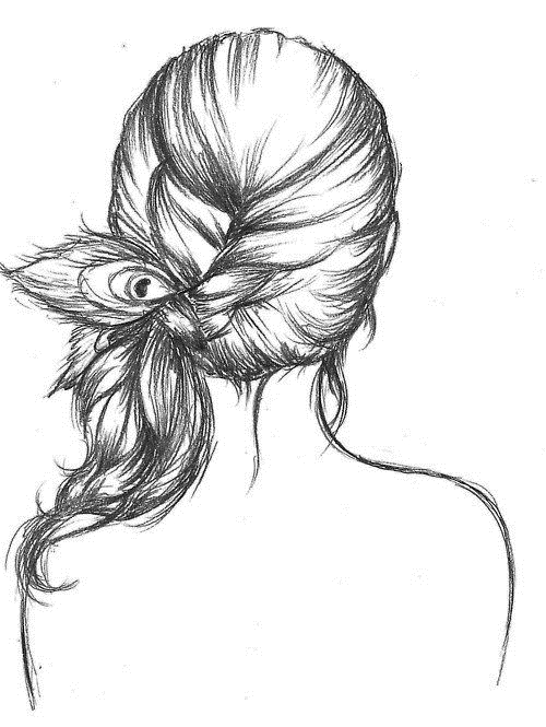 девушка с косой в которую вплетено перо павлина идеи для срисовки