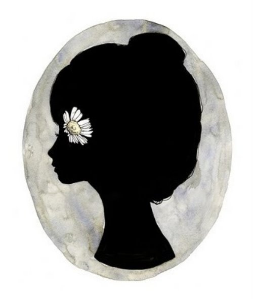 Силуэт профиля девушки с цветком в волосах