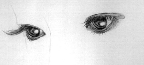 Рисованные глаза с длинными ресницами