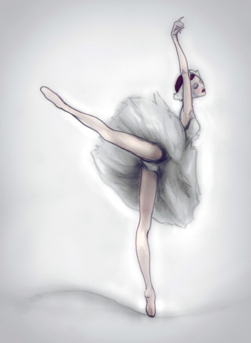 Балерина нарисованная с поднятой ногой