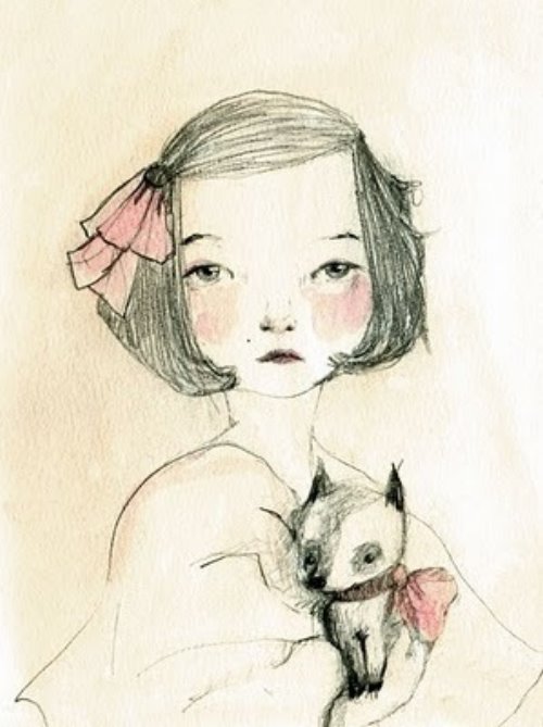 Девушка с собачкой рисунок карандашом
